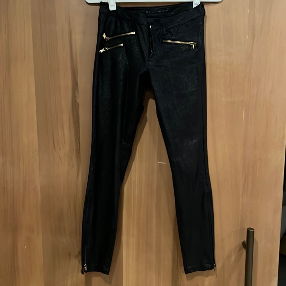 Zara - Faux Black Snake Skin Pants - Size 4
